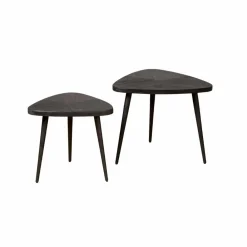 Tower Living Salontafel Set|Driehoekige Salontafel Viola Mangohout, Set van 2 stuks