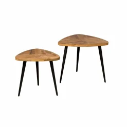 Tower Living Salontafel Set|Driehoekige Salontafel Viola Mangohout, Set van 2 stuks