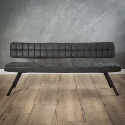 LifestyleFurn Eetkamerbanken|Eetkamerbank Ginger Lederlook Wax PU zwart