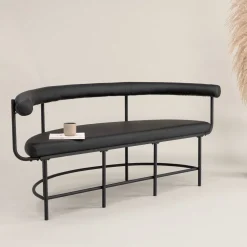 Nohr Eetkamerbanken|Eetkamerbank Jediah Lederlook, kleur Zwart