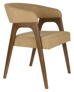 Dutchbone Beige Eetkamerstoelen|Eetkamerstoelen Met Armleuning|Eetkamerstoel Adamello Essenfineer en stof