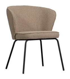 WOOOD Beige Eetkamerstoelen|Eetkamerstoelen Bouclé / Teddy|Eetkamerstoel Admit Bouclé
