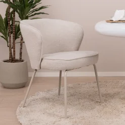 WOOOD Beige Eetkamerstoelen|Eetkamerstoelen Zonder Armleuning|Eetkamerstoel Admit Geweven, kleur Pebble