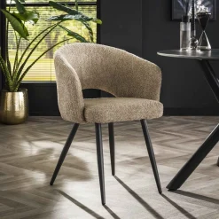 Sohome Eetkamerstoelen Bouclé / Teddy|Eetkamerstoelen Met Armleuning|Eetkamerstoel Aiden Bouclé Zand