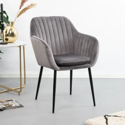 Sohome Eetkamerstoelen Velvet / Fluweel|Eetkamerstoelen Met Armleuning|Eetkamerstoel Albin Black Velvet
