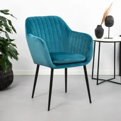 Sohome Eetkamerstoelen Velvet / Fluweel|Eetkamerstoelen Met Armleuning|Eetkamerstoel Albin Black Velvet