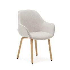 Kave Home Chenille Eetkamerstoelen|Beige Eetkamerstoelen|Eetkamerstoel Aleli Chenille, kleur Beige