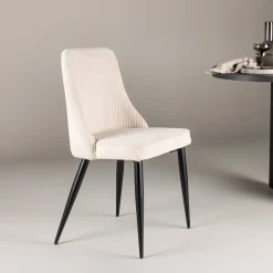 Nohr Beige Eetkamerstoelen|Eetkamerstoelen Zonder Armleuning|Eetkamerstoel Alexys Rib