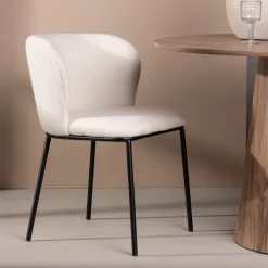 Nohr Eetkamerstoelen Bouclé / Teddy|Eetkamerstoelen Met Armleuning|Eetkamerstoel Almetra Bouclé, kleur Wit
