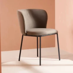 Nohr Eetkamerstoelen Zonder Armleuning|Eetkamerstoel Almetra Linnenlook, kleur Bruin