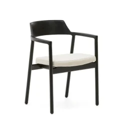 Kave Home Chenille Eetkamerstoelen|Eetkamerstoelen Met Armleuning|Eetkamerstoel Alocs Eikenhout en chenille