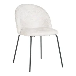 Richmond Interiors Chenille Eetkamerstoelen|Eetkamerstoelen Zonder Armleuning|Eetkamerstoel Alyssa Chenille Cream