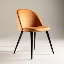 Nohr Eetkamerstoelen Velvet / Fluweel|Beige Eetkamerstoelen|Eetkamerstoel Amon Velvet met zwarte poot