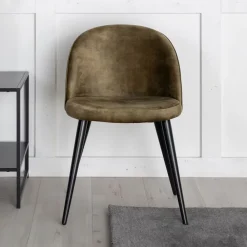 Nohr Eetkamerstoelen Velvet / Fluweel|Beige Eetkamerstoelen|Eetkamerstoel Amon Velvet met zwarte poot