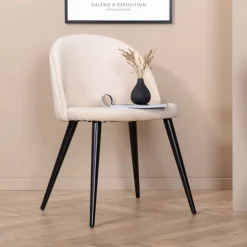 Nohr Eetkamerstoelen Velvet / Fluweel|Beige Eetkamerstoelen|Eetkamerstoel Amon Velvet, kleur Beige