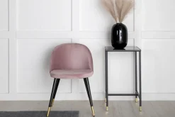 Nohr Eetkamerstoelen Velvet / Fluweel|Eetkamerstoelen Zonder Armleuning|Eetkamerstoel Amon Velvet, Met zwart/messing onderstel