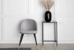 Nohr Eetkamerstoelen Velvet / Fluweel|Eetkamerstoelen Zonder Armleuning|Eetkamerstoel Amon Velvet, Met zwart/messing onderstel