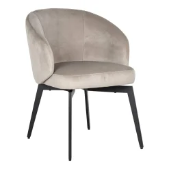 Richmond Interiors Eetkamerstoelen Velvet / Fluweel|Eetkamerstoelen Met Armleuning|Eetkamerstoel Amphara Velvet, kleur Khaki