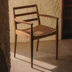 Kave Home Eetkamerstoelen Met Armleuning|Eetkamerstoel Analy Eikenhout en touw, Met armleuning