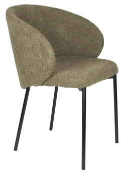 ZILT Chenille Eetkamerstoelen|Eetkamerstoelen Met Armleuning|Eetkamerstoel Aoife Chenille, kleur Groen