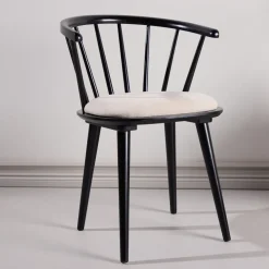 Nohr Beige Eetkamerstoelen|Eetkamerstoelen Zonder Armleuning|Eetkamerstoel Araseli Rubberhout en stof