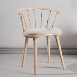Nohr Beige Eetkamerstoelen|Eetkamerstoelen Zonder Armleuning|Eetkamerstoel Araseli Rubberhout en stof