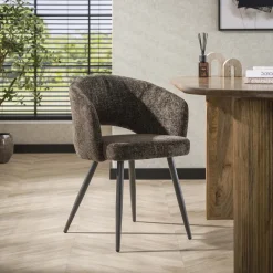 LifestyleFurn Beige Eetkamerstoelen|Eetkamerstoelen Met Armleuning|Eetkamerstoel Arnie Renegade stof