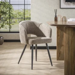 LifestyleFurn Beige Eetkamerstoelen|Eetkamerstoelen Met Armleuning|Eetkamerstoel Arnie Renegade stof