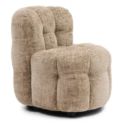 Rivièra Maison Chenille Eetkamerstoelen|Beige Eetkamerstoelen|Eetkamerstoel Arosa Op wielen, Chenille