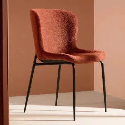 Nohr Eetkamerstoelen Bouclé / Teddy|Eetkamerstoelen Zonder Armleuning|Eetkamerstoel Artesha Bouclé, kleur Rood