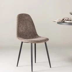 Nohr Beige Eetkamerstoelen|Eetkamerstoelen Bouclé / Teddy|Eetkamerstoel Austina Bouclé