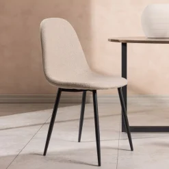 Nohr Beige Eetkamerstoelen|Eetkamerstoelen Bouclé / Teddy|Eetkamerstoel Austina Bouclé