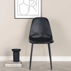 Nohr Eetkamerstoelen Met Leer Of Kunstleer|Eetkamerstoelen Zonder Armleuning|Eetkamerstoel Austina Lederlook, kleur Zwart