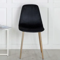 Nohr Eetkamerstoelen Velvet / Fluweel|Eetkamerstoelen Zonder Armleuning|Eetkamerstoel Austina Velvet, Met messing onderstel