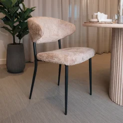 Richmond Interiors Beige Eetkamerstoelen|Eetkamerstoelen Zonder Armleuning|Eetkamerstoel Bea Sheep, kleur Naturel