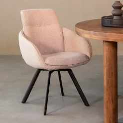 LABEL51 Eetkamerstoelen Bouclé / Teddy|Draaibare Eetkamerstoelen|Eetkamerstoel Beauty Bouclé, kleur Naturel