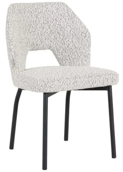 MUST Living Eetkamerstoelen Bouclé / Teddy|Eetkamerstoelen Zonder Armleuning|Eetkamerstoel Bloom Bouclé Lichtgrijs