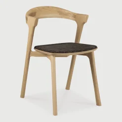 Ethnicraft Eetkamerstoelen Zonder Armleuning|Eetkamerstoel Bok Gevernist Eikenhout en Stof