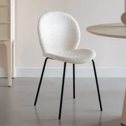 Zuiver Beige Eetkamerstoelen|Eetkamerstoelen Bouclé / Teddy|Eetkamerstoel Bonnet Teddy