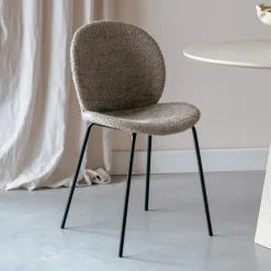 Zuiver Beige Eetkamerstoelen|Eetkamerstoelen Bouclé / Teddy|Eetkamerstoel Bonnet Teddy