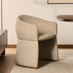 Kave Home Chenille Eetkamerstoelen|Beige Eetkamerstoelen|Eetkamerstoel Bosca Chenille