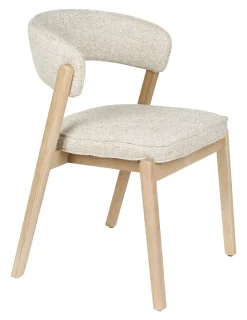 Zuiver Beige Eetkamerstoelen|Eetkamerstoelen Zonder Armleuning|Eetkamerstoel Bright Eikenhout en stof, kleur Beige