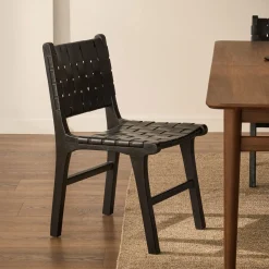 Kave Home Eetkamerstoelen Met Leer Of Kunstleer|Eetkamerstoelen Zonder Armleuning|Eetkamerstoel Calixta Hout en leder