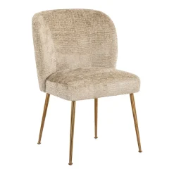 Richmond Interiors Chenille Eetkamerstoelen|Beige Eetkamerstoelen|Eetkamerstoel Cannon Chenille, kleur Desert