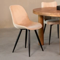 LABEL51 Eetkamerstoelen Velvet / Fluweel|Beige Eetkamerstoelen|Eetkamerstoel Capri Velvet