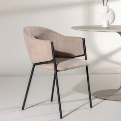 Nohr Beige Eetkamerstoelen|Eetkamerstoelen Met Armleuning|Eetkamerstoel Chadley kleur Beige