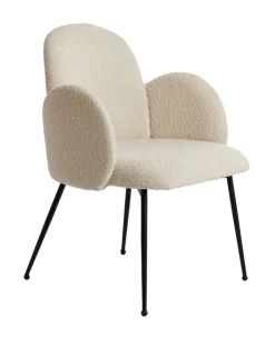 Light & Living Eetkamerstoelen Bouclé / Teddy|Eetkamerstoelen Met Armleuning|Eetkamerstoel Chiba Bouclé, kleur Crème Cru00e8me