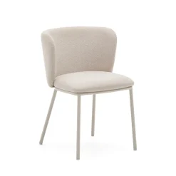 Kave Home Chenille Eetkamerstoelen|Beige Eetkamerstoelen|Eetkamerstoel Ciselia Chenille