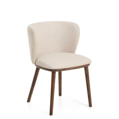 Kave Home Chenille Eetkamerstoelen|Eetkamerstoelen Zonder Armleuning|Eetkamerstoel Ciselia Grof Chenille en Walnoot