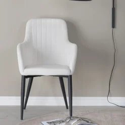 Nohr Eetkamerstoelen Met Armleuning|Eetkamerstoel Clenton Rib Wit